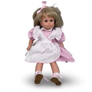 Gotz Puppenfabrik 45cm Weichstehpuppe Blonde Brown Eye Doll Pink Dress 9614067